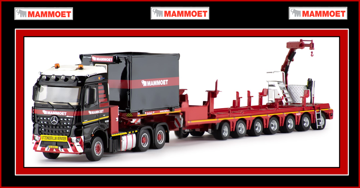 1/50 MAMMOET MB AROCS 6X4 WITH 7 AXLE NOOTEBOOM LOWLOADER + FASSI 1/50 MAMMOET MB AROCS 6X4 WITH 7 AXLE NOOTEBOOM LOWLOADER + FASSI